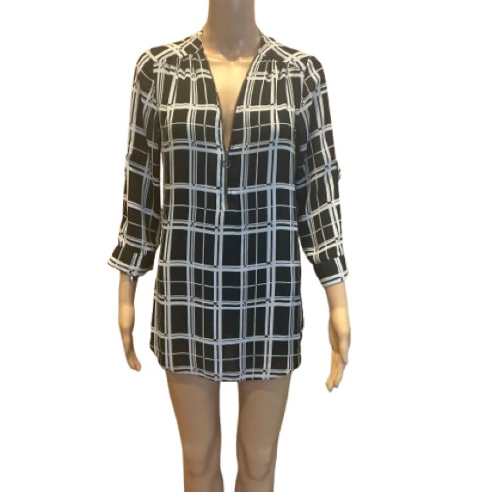 ATMOSPHERE Plaid 1/4 Zip Tunic Blouse - Size 4 - Picture 2 of 7